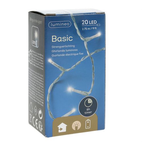 Floristik24 LED svetelná reťaz teplá biela s časovačom 20er 275cm