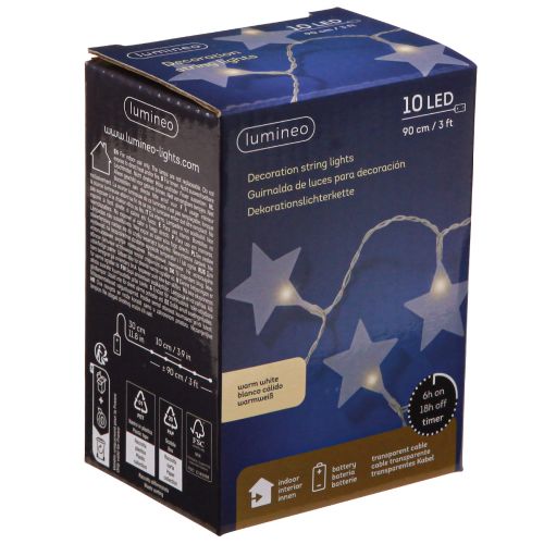 položky LED rozprávkové svetlá hviezdy s časovačom 10 LED teplá biela 90cm