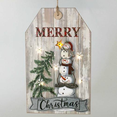 položky LED nástenná maľba snehuliak &quot;Merry Christmas&quot; 23×38,5cm Na batériu