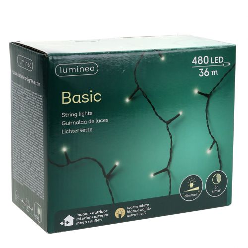 položky LED ryžová svetelná reťaz pre exteriér 480 36m čierna/teplá biela