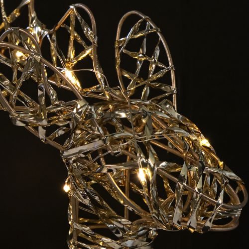 položky LED kovová vianočná dekorácia so sobmi v interiéri zlatá, výška 40 cm