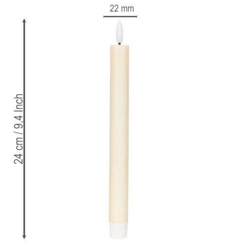 LED sviečka v bielej farbe s teplým bielym svetlom, 24 cm, s časovačom, 2 kusy | Floristik24.sk