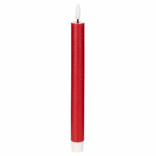 LED sviečka, červená s teplým bielym svetlom, 24 cm, 2 kusy