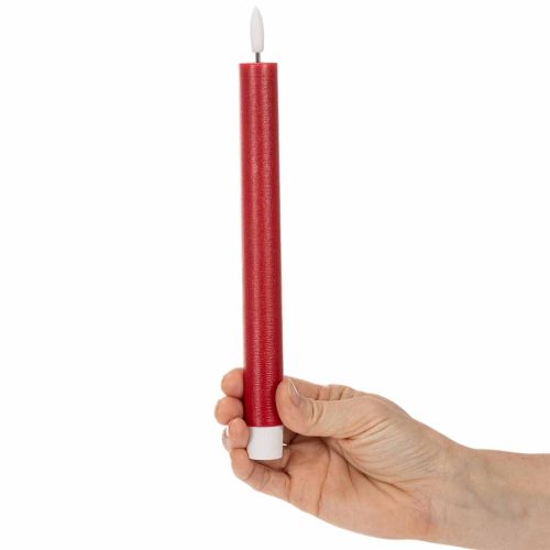 LED sviečka, červená s teplým bielym svetlom, 24 cm, 2 kusy | Floristik24.sk