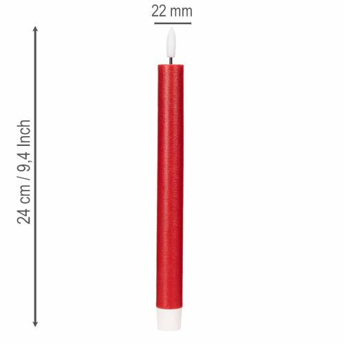 LED sviečka, červená s teplým bielym svetlom, 24 cm, 2 kusy | Floristik24.sk