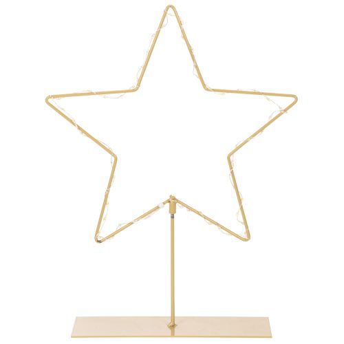 Hviezda s 50 LED diódami, kovová stolová dekorácia, na batérie, na vnútorné použitie, 33 cm