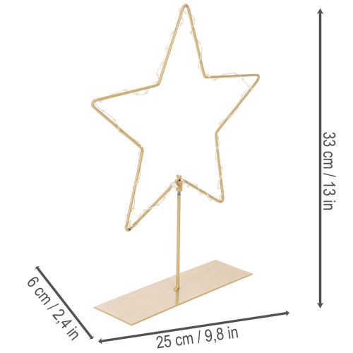Hviezda s 50 LED diódami, kovová stolová dekorácia, na batérie, na vnútorné použitie, 33 cm | Floristik24.sk