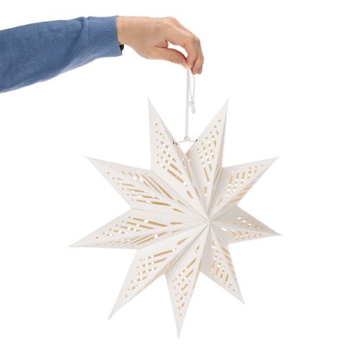 Vianočná hviezda LED dekorácia na zavesenie, teplá biela, do interiéru, 38 cm | Floristik24.sk