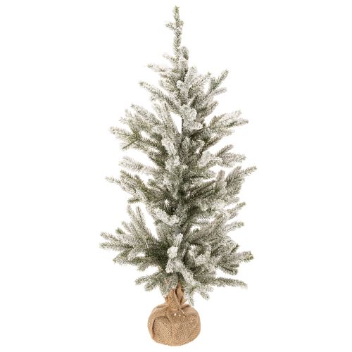 Umelý vianočný stromček so snehom v jutovom vrecku, 40 LED diód, na vnútorné použitie, 85 cm