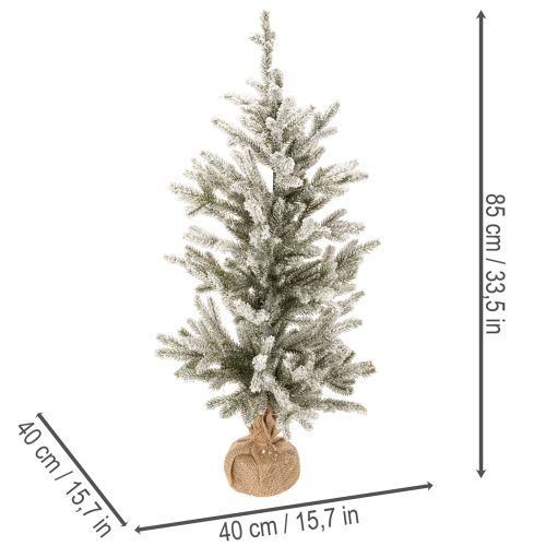 Umelý vianočný stromček so snehom v jutovom vrecku, 40 LED diód, na vnútorné použitie, 85 cm | Floristik24.sk