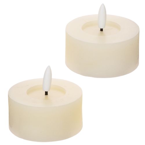 LED čajová sviečka, teplá biela, blikajúci efekt a časovač, pravý vosk, na batérie, 7 cm, 2 kusy | Floristik24.sk