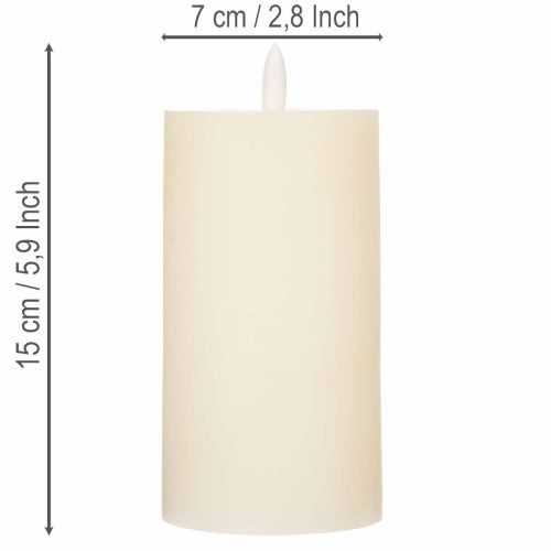 LED stĺpová sviečka z pravého vosku v bielej farbe s funkciou časovača, teplá biela, 15 cm | Floristik24.sk