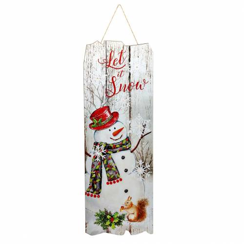 Floristik24 LED nástenná maľba snehuliak "Let it Snow" 21×60cm Na batériu