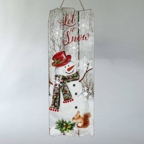 Floristik24 LED nástenná maľba snehuliak "Let it Snow" 21×60cm Na batériu