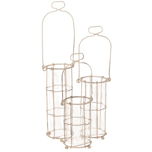 Záhradný lampáš, kovové veterné svietidlo Ø8,5 cm V23/18,5/14,5 cm, 3-dielna sada