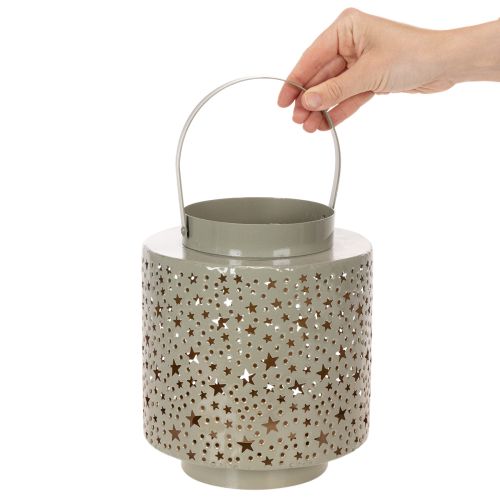 Lampáš s hviezdicovým vzorom, kovový, zelený, 31 cm | Floristik24.sk