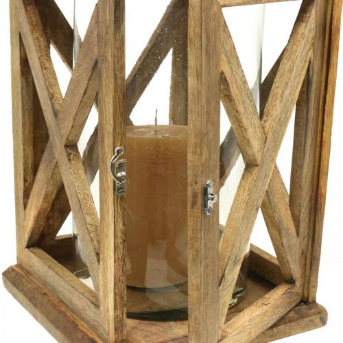 položky Lucerna drevená veľká so sklenenou lampášom starožitného vzhľadu 25×25×41cm