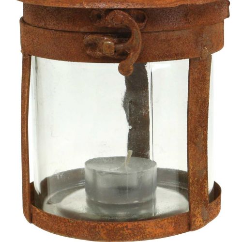 položky Kovový lampáš s patinou, letná dekorácia, lampáš vyrobený z kovovej hrdze V18cm Ø10cm