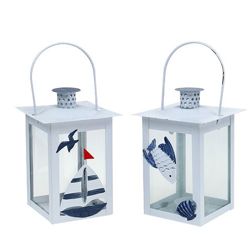 Sada lampášov 10cm x 10cm V22cm bielo-modrá 2ks | Floristik24.sk