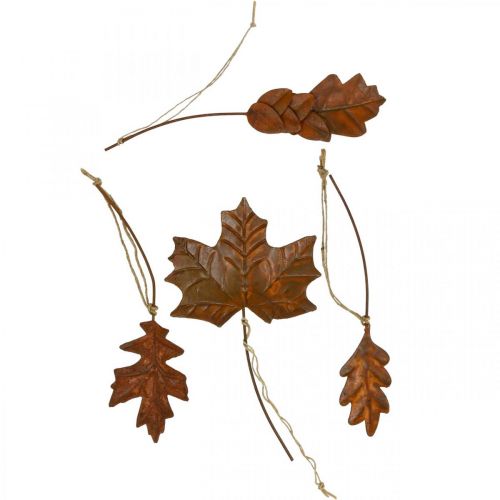 položky Jesenná dekorácia listy kovové hrdzavý vzhľad L20cm 4ks