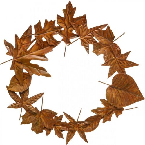 Floristik24 Listový veniec patina, kovová dekorácia, veniec, jesenná dekorácia, pamätné kvety Ø29cm
