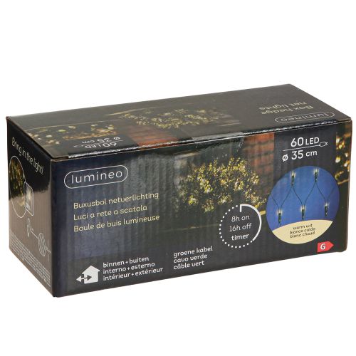 položky Vonkajšia svetelná sieť na krušpán, reťazové svetlá so 60 LED diódami, Ø35cm