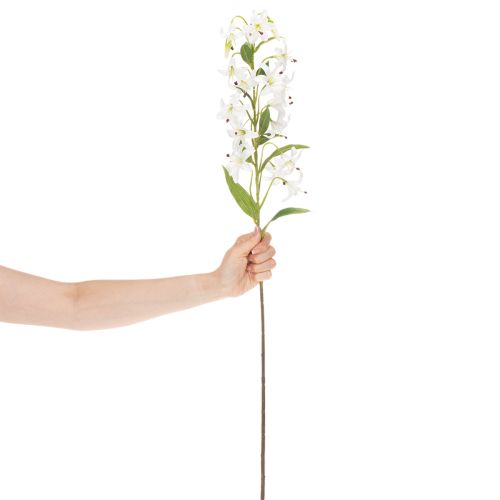 Umelá biela ľalia s dlhou kvitnúcou vetvičkou, dekoratívna, 80 cm | Floristik24.sk
