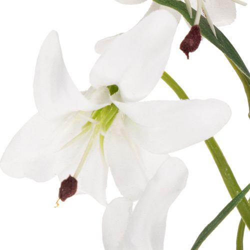Umelá biela ľalia s dlhou kvitnúcou vetvičkou, dekoratívna, 80 cm | Floristik24.sk
