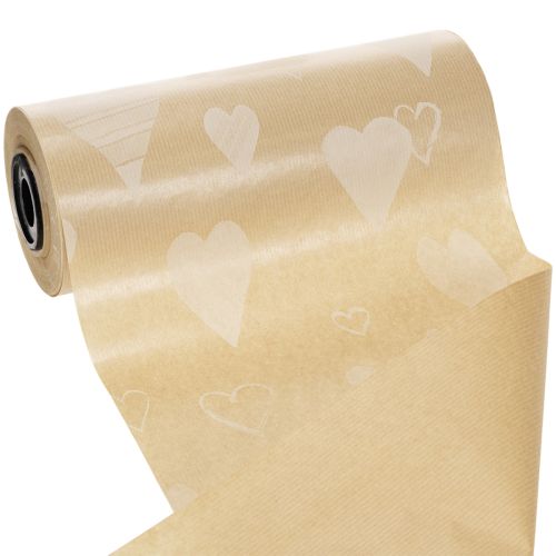 Papier na manžety 25 cm 100 m prírodné srdcia – Kvetinársky papier odolný voči vlhkosti | Floristik24.sk