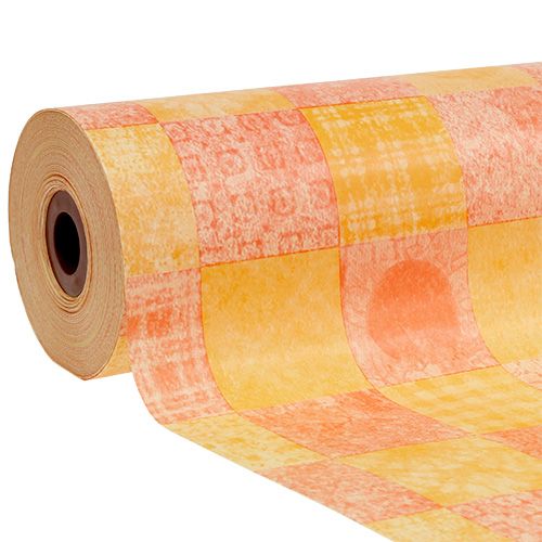 Floristik24 Manžetový papier 37,5cm 100m kockovaný oranžový