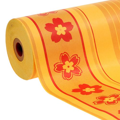 Floristik24 Manžetový papier kvetinový vzor 37,5cm 100m žltý, červený