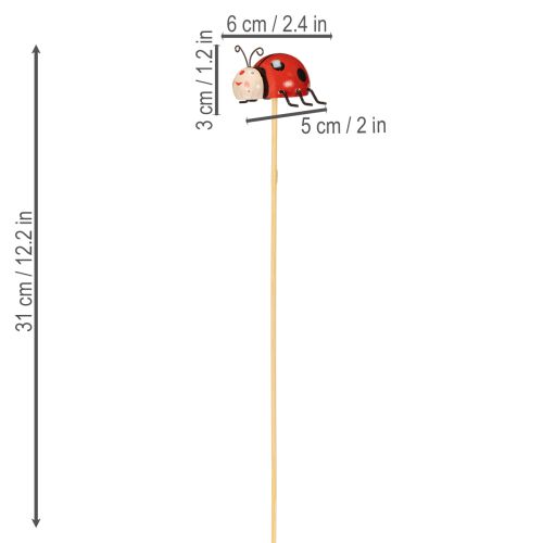 položky Záhradné kolíky v tvare lienky, dekorácia na jar a leto, kvetinová dekorácia, 31 cm, 4 kusy