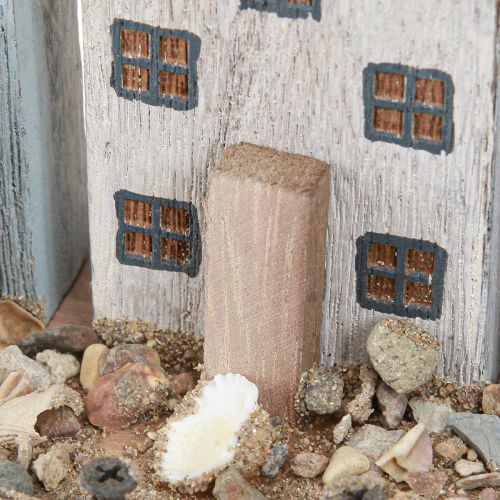 položky Námorné dekoračné domčeky drevená rybárska dedinka modrá biela 26×16×10cm