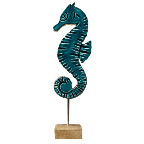 položky Námorná dekorácia morský koník na stojane mangové drevo tyrkysová 29cm