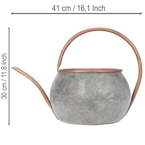 Kovová dekoratívna krhlica, vintage vidiecky štýl, záhradná dekorácia, na sadenie, strieborno-medená, D41cm Ø26cm V30cm | Floristik24.sk