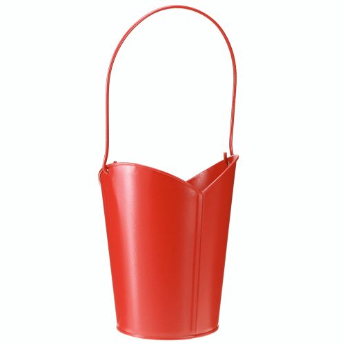 položky Kovová kvetináčová dekorácia srdce s rúčkou červená Ø12cm V15/9cm