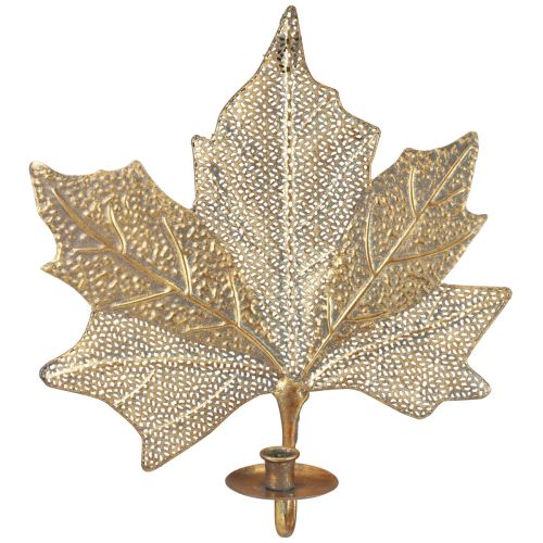 položky Kovová nástenná dekorácia Javorový list svietnik Zlatý starožitný 42cm × 39cm