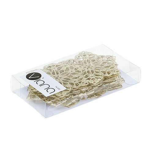 Kovový kvet s ornamentom Ø5,5cm zlatý 24ks | Floristik24.sk