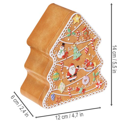 Vianočná plechovka, plech na sušienky, vianočný stromček a domček, vzhľad perníka, 14 cm, 2 kusy | Floristik24.sk