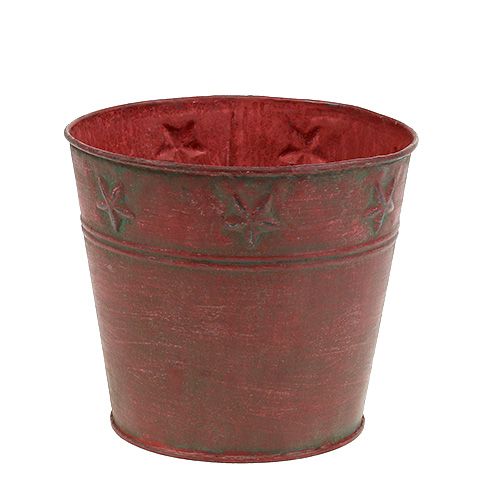 Kovové vedierko červené s hviezdičkami Ø15cm V13cm | Floristik24.sk