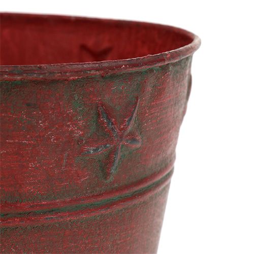 Kovové vedierko červené s hviezdičkami Ø15cm V13cm | Floristik24.sk