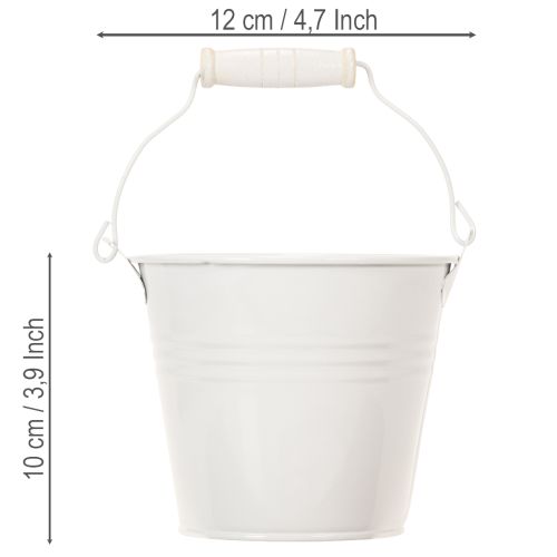 položky Kovové vedrá, biele, Ø12cm, V10cm, 8 kusov