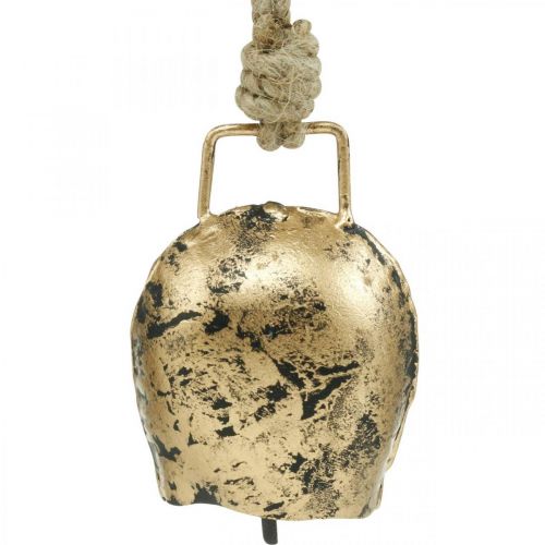 položky Zvončeky na zavesenie, mini kravské zvončeky, vidiecky domček, kovové zvončeky zlaté, starožitný vzhľad 7×5cm 12ks