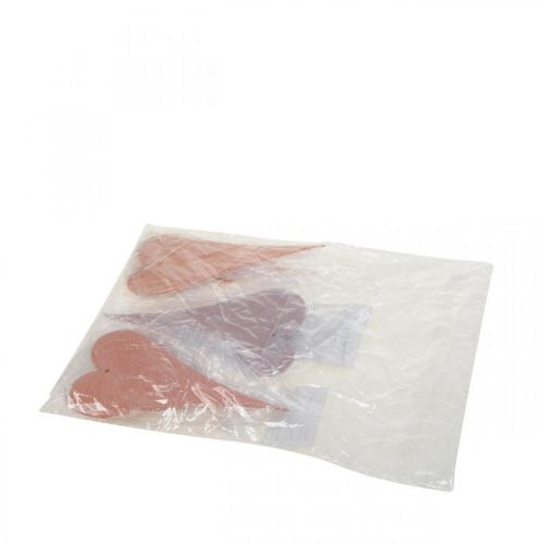 Floristik24 Závesná dekorácia okienko kovové srdiečka, ozdobné srdiečka na zavesenie oranžové/fialové V10cm 6 ks