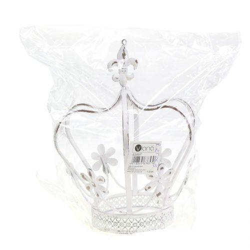 Floristik24 Kovová korunka starožitná biela Ø17cm V21cm