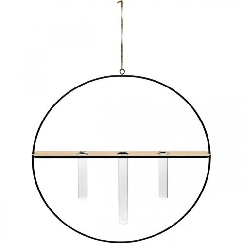 Floristik24 Ozdobný prsteň na zavesenie s pohármi kovový čierny Ø35cm