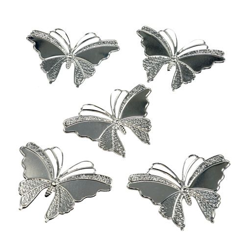 Floristik24 Kovové motýliky strieborné 6,5cm 25ks