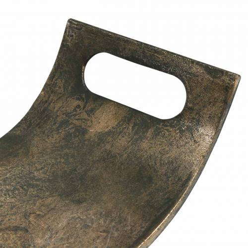 Floristik24 Zakrivený kovový podnos 59 cm starožitný zlatý, čierny