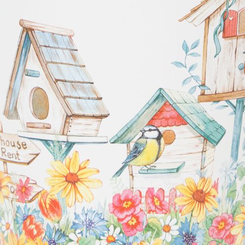 položky Kovový kvetináč s motívom, kvetináč s vtáčími búdkami, plechové vedro V13cm Ø11,5cm