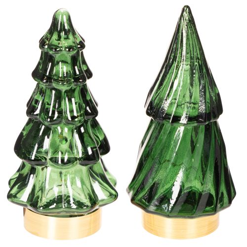 Sklenený vianočný stromček s LED svetlami, stolová dekorácia, Vianoce, 13 cm, 2 kusy kúpiť | Floristik24.sk